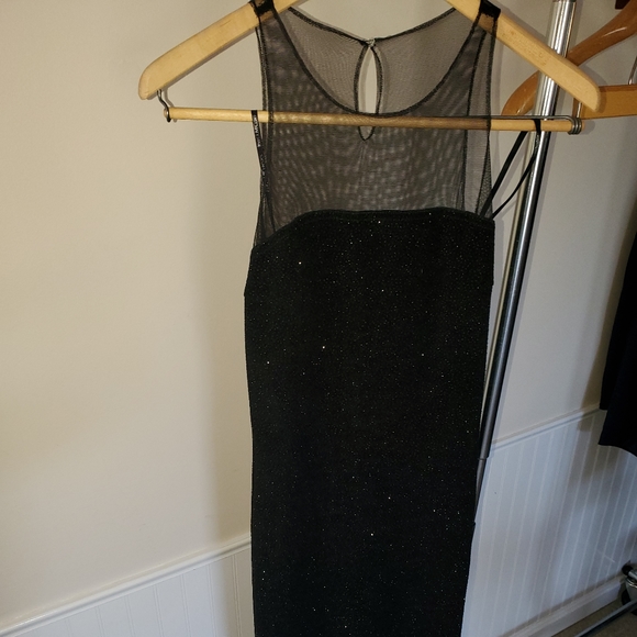 Dress  Jessica McClintock  backless black sleeveless sheer sz 7 Gunne Sax - Picture 2 of 12